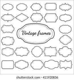 Vintage frame set isolated on white. Borders