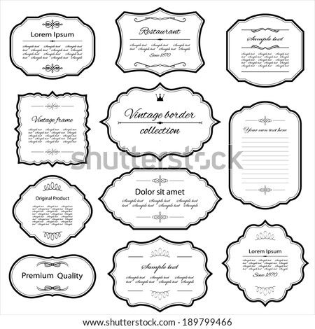 Vintage frame set isolated on white. Calligraphic design elements.
