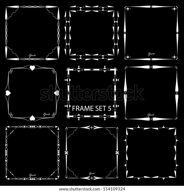 Vintage frame set on black background.\
Abstract vector frame\
collection.