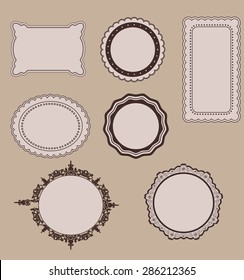 Vintage frame set on chalkboard retro background. Calligraphic design elements.