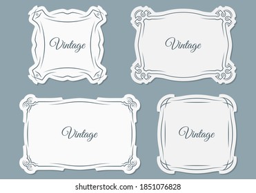 Vintage frame set. Retro border ornament for decoration. Decorative design elements for certificate, label, menu, invitation card. Vector illustration.