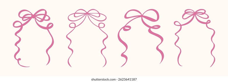 Vintage frame set with ribbons. Template for wedding, birthday, party invitations, prints, birthday card. Romantic girly vibe