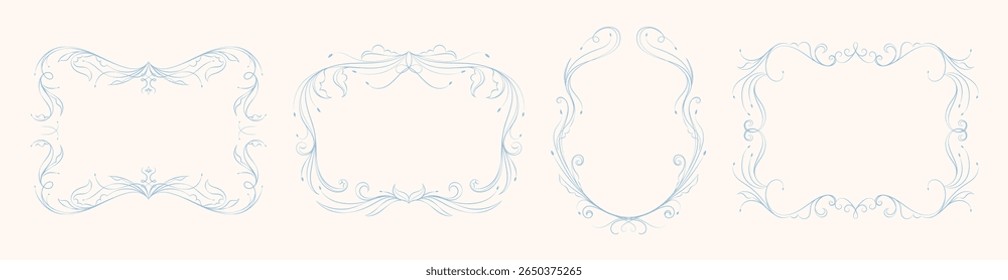 Conjunto de quadros vintage. Modelo para casamento, aniversário, convites de festa. Romântica vibração feminina