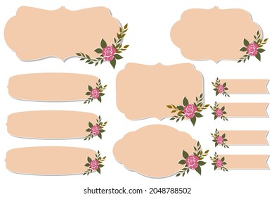 Vintage frame | Set of vector frames with rose,  can be used as greeting card, invitation card for wedding, birthday and other holiday and summer background