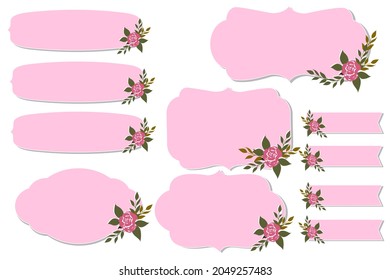 Vintage frame | Set of vector frames with rose,  can be used as greeting card, invitation card for wedding, birthday and other holiday and summer background