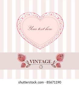 Vintage frame in shape of heart. Element for design.