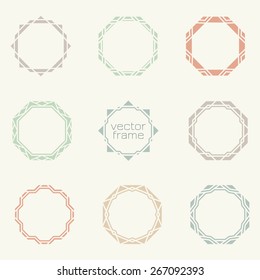 Vintage frame. Simple geometric borders. Badges, labels, emblems. Decorative elements. Vector set.