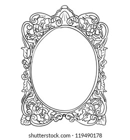 Vintage frame sketch vector isolated on white background