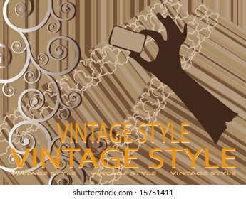 Vintage frame Striped and glove