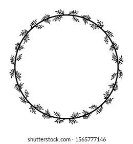 vintage frame in the style of twigs and leaves. floral border for delimiting text or banner images. delimiter with isolated white background.