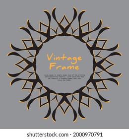 Vintage Rahmen stilisierte Sonne. Schöne Kunstwerke, Vektordesign gelbe Sonne. Retro-goldene Musterdekoration