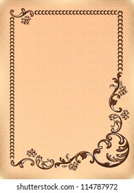 Vintage frame with swirling decorative elements. Ornamental background.