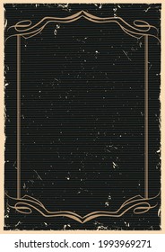 Vintage frame template with elegant borders and linear background vector illustration