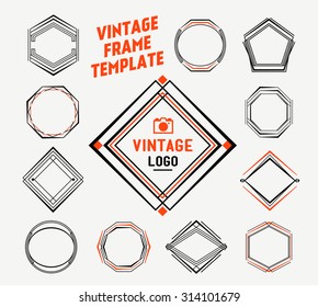 Vintage frame template. Elegant line art frames design elements, vector illustration