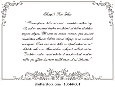 Vintage frame template for text in antique style