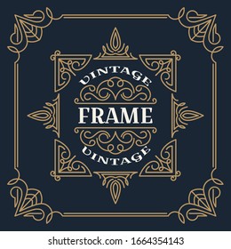 Ilustración vectorial de plantilla de marco vintage. Invitaciones de boda, borde para saludar