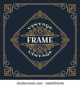 Vintage frame template vector illustration. Wedding invitations, border for greeting