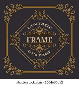 Ilustración vectorial de plantilla de marco vintage. Invitaciones de boda, borde para saludar
