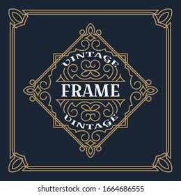 Vintage frame template vector illustration. Wedding invitations, border for greeting