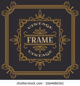 Ilustración vectorial de plantilla de marco vintage. Invitaciones de boda, borde para saludar