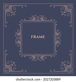 Vintage-Rahmen Vorlage Vektorgrafik. Hochzeitseinladungen, Grußgrenze, Werbung oder anderes Design und Platz für Text.