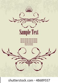 Vintage frame for text with crown.