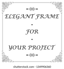Vintage frame for text, design element in old school style, text decoration and elegant text frame.