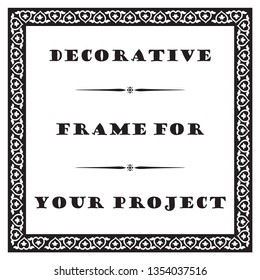 Vintage frame for text, design element in art nouveau style, text decoration and elegant modern text frame.