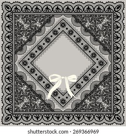 Vintage frame for text or photo. Lace. Template greeting card or invitation.