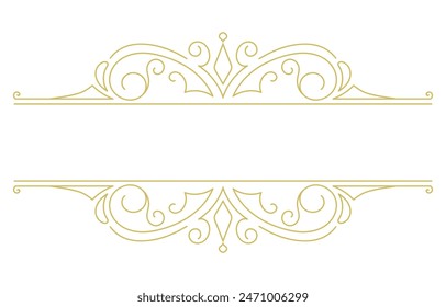 Vintage frame, text separator line classical baroque edge golden lines graphic elements