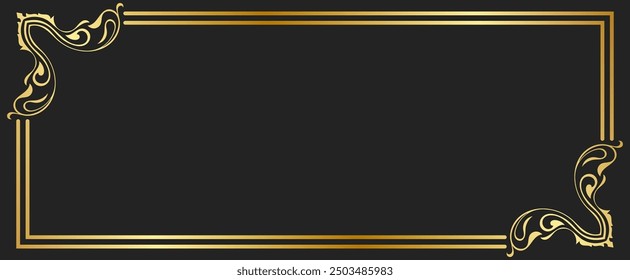 Vintage frame, Thai pattern frame, gold name plate on a black background.