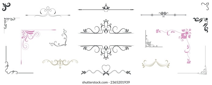 Marco vintage, líneas delgadas. Esquinas para decorar tarjetas, tarjetas de boda, tarjetas de felicitación.