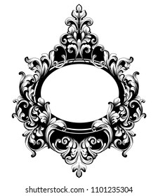 Vintage Frame Vector. Classic rich ornamented carved decors. Baroque sophisticated designs