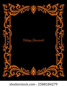 Vintage frame vector with full of victorian ornaments