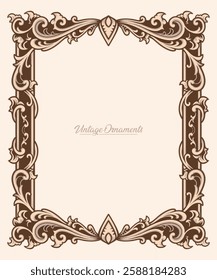 Vintage frame vector with full of victorian ornaments. pastel soft color