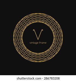 Vintage Frame. Vector illustration. Art Deco Monogram and Emblem Elements. Copy Space for Text.