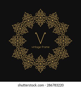 Vintage Frame. Vector illustration. Art Deco Monogram and Emblem Elements. Copy Space for Text.