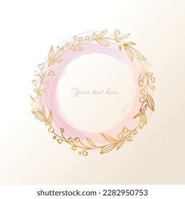 Vintage frame vector illustration. Golden floral frame