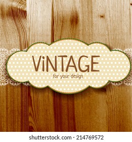 Vintage frame vector with realistic wood texture