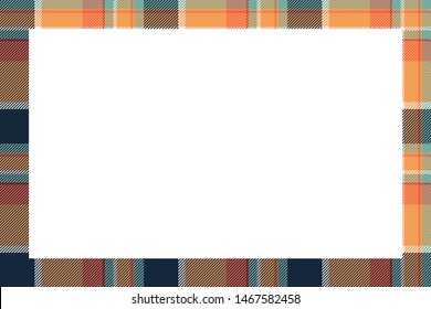 Vintage frame vector. Scottish border pattern retro style. Beauty empty background, template for photo, portrait, album. Tartan plaid ornament.