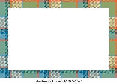Vintage frame vector. Scottish border pattern retro style. Beauty empty background, template for photo, portrait, album. Tartan plaid ornament.
