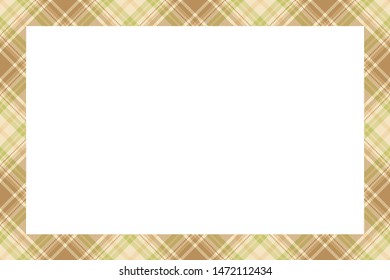Vintage frame vector. Scottish border pattern retro style. Beauty empty background, template for photo, portrait, album. Tartan plaid ornament.