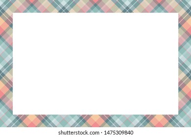 Vintage frame vector. Scottish border pattern retro style. Beauty empty background, template for photo, portrait, album. Tartan plaid ornament.