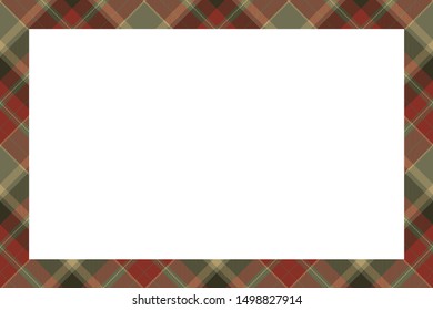 Vintage frame vector. Scottish border pattern retro style. Beauty empty background, template for photo, portrait, album. Tartan plaid ornament.