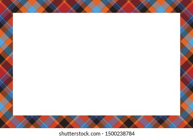Vintage frame vector. Scottish border pattern retro style. Beauty empty background, template for photo, portrait, album. Tartan plaid ornament.