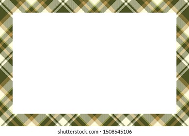 Vintage frame vector. Scottish border pattern retro style. Beauty empty background, template for photo, portrait, album. Tartan plaid ornament.