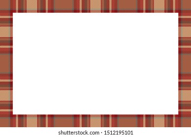 Vintage frame vector. Scottish border pattern retro style. Beauty empty background, template for photo, portrait, album. Tartan plaid ornament.