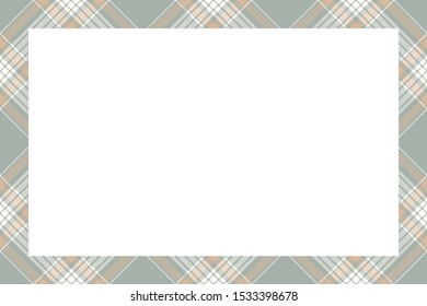 Vintage frame vector. Scottish border pattern retro style. Beauty empty background, template for photo, portrait, album. Tartan plaid ornament.