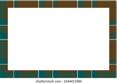 Vintage frame vector. Scottish border pattern retro style. Beauty empty background, template for photo, portrait, album. Tartan plaid ornament.