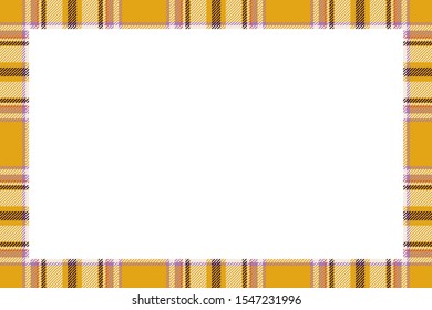 Vintage frame vector. Scottish border pattern retro style. Beauty empty background, template for photo, portrait, album. Tartan plaid ornament.